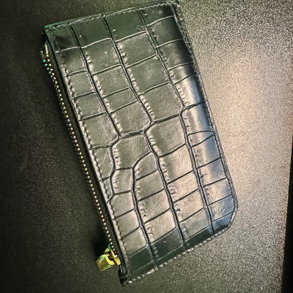 YSL tiny Cassandre fragments zip card case in crocodile embossed matte leather - Picture 3 of 4